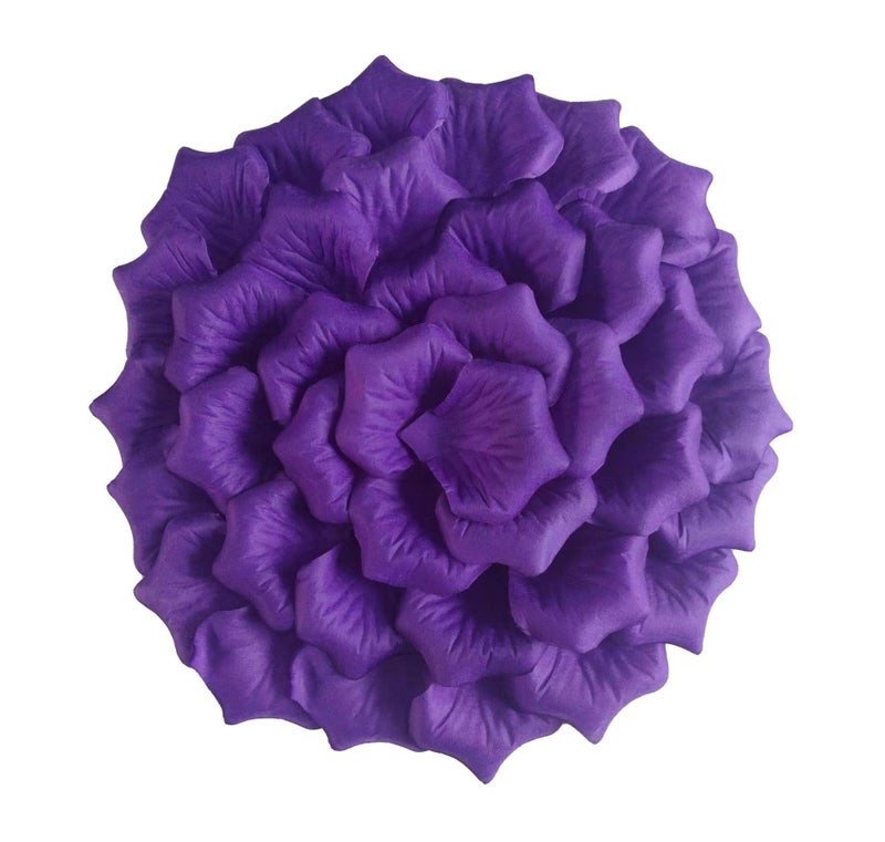 ATFL 0.9 Pound Purple Rose Petals  5000 Pcs Purple Fake Flower Petals for Purple Wedding Decorations  Fake Silk Rose Flower Petals for Romantic Night for Her Set(Purple Blue 2.3'' - Image 1