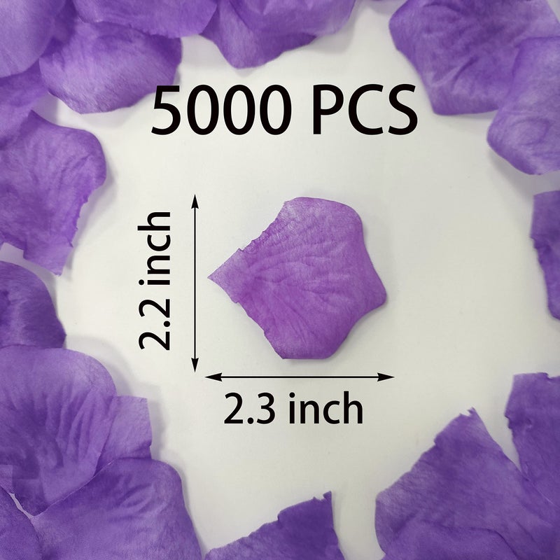 ATFL 0.9 Pound Purple Rose Petals  5000 Pcs Purple Fake Flower Petals for Purple Wedding Decorations  Fake Silk Rose Flower Petals for Romantic Night for Her Set(Purple Blue 2.3'' - Image 2