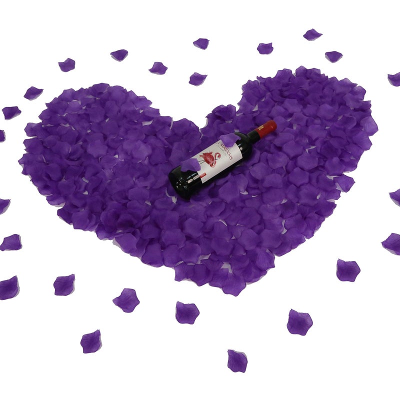 ATFL 0.9 Pound Purple Rose Petals  5000 Pcs Purple Fake Flower Petals for Purple Wedding Decorations  Fake Silk Rose Flower Petals for Romantic Night for Her Set(Purple Blue 2.3'' - Image 3