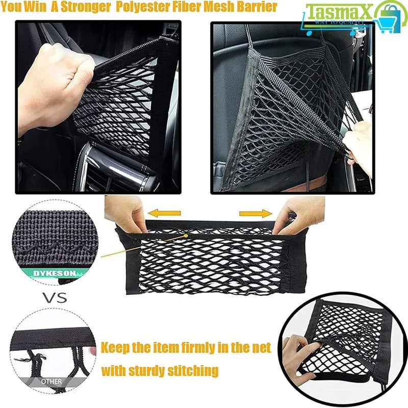 TASMAX car mesh Organizer car mid net Between car Front Seats car Storage Accessories Interior car seat net Holder Barrier of Backseat Pet Kids,Cargo Tissue Purse Holder,Driver Storage Netting Pouch - Image 5