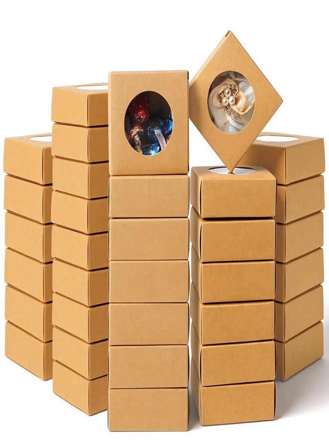 Caeuiciw 120 Pcs Soap Boxes for Homemade, 3 x 3 x 1.2 Inch Small Paper Gift Packaging Boxes with Window, Gift Wrappers for Soap Packaging Making Party Favor - Image 1