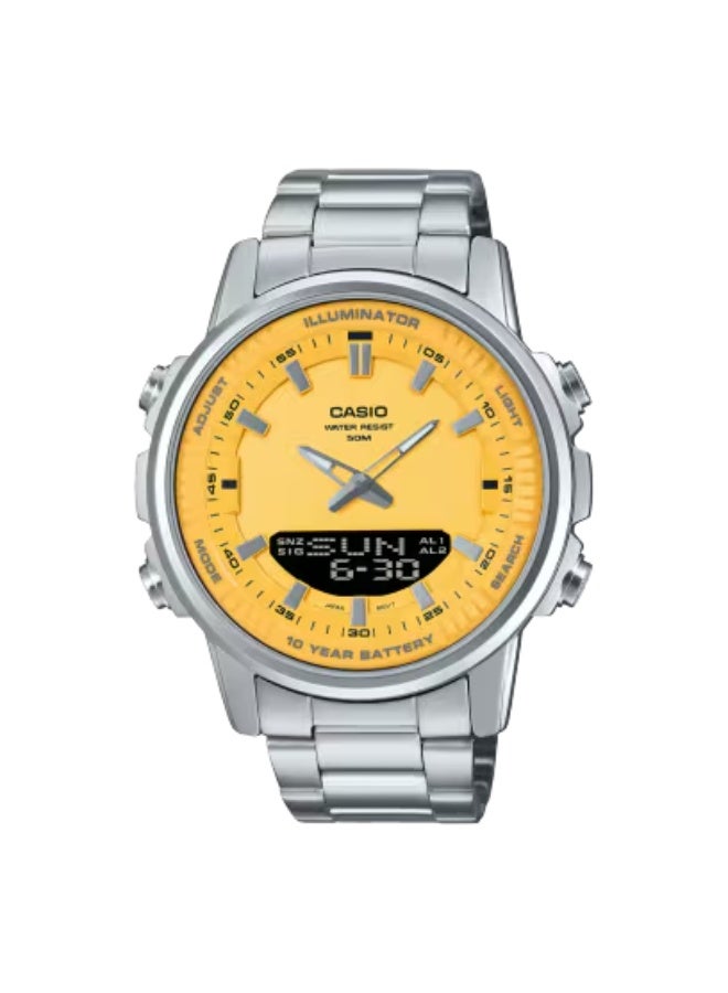 ساعة رجالية ستانلس ستيل بعقارب ورقمية -- -  مم