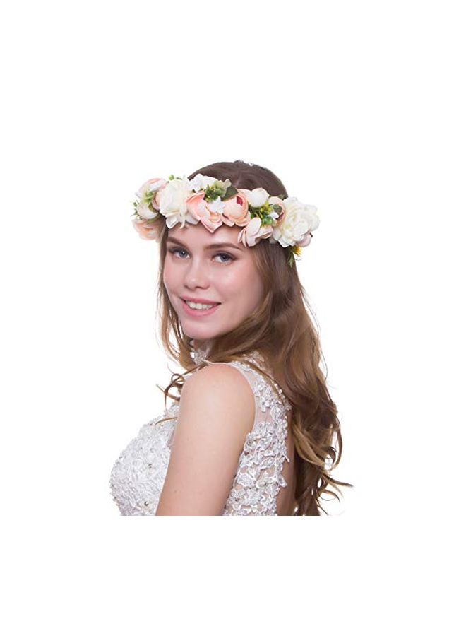 NIBEMINENT Floral Headband White/Pink/Green - Image 3