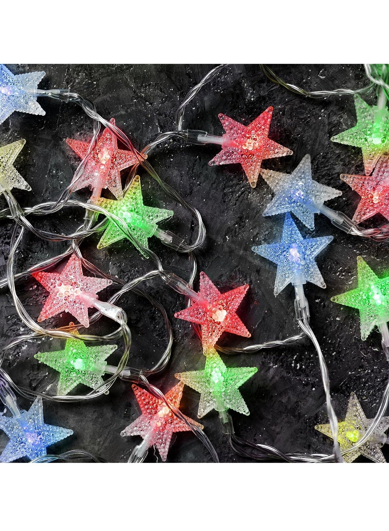 10ft 25 LEDs Multicolor Star Fairy String Lights  AA Battery Powered LED String Lights for Christmas EID Ramadan Diwali Wedding Birthday Party Home Decoration Waterproof with Steady Mode LED Strip