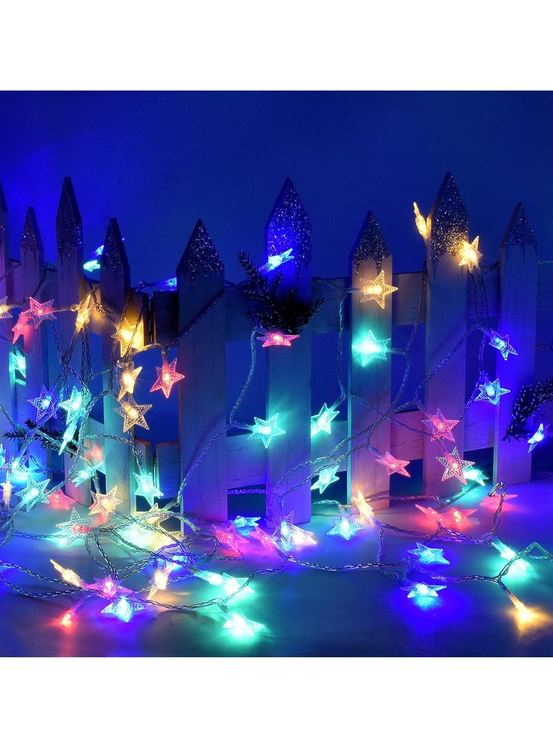10ft 25 LEDs Multicolor Star Fairy String Lights  AA Battery Powered LED String Lights for Christmas EID Ramadan Diwali Wedding Birthday Party Home Decoration Waterproof with Steady Mode LED Strip