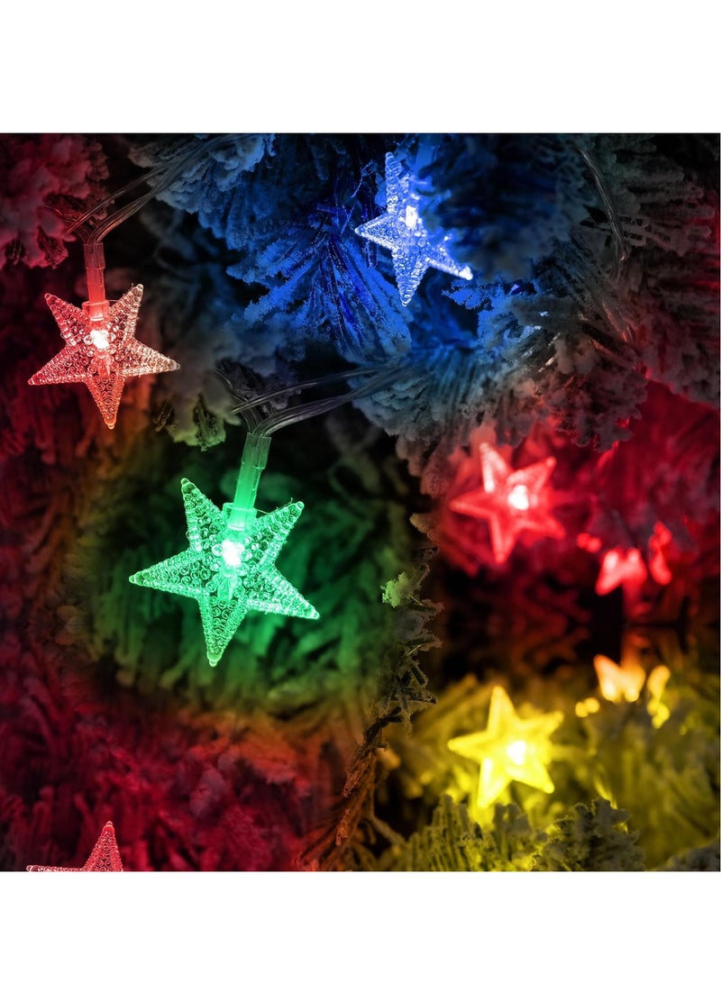 10ft 25 LEDs Multicolor Star Fairy String Lights  AA Battery Powered LED String Lights for Christmas EID Ramadan Diwali Wedding Birthday Party Home Decoration Waterproof with Steady Mode LED Strip