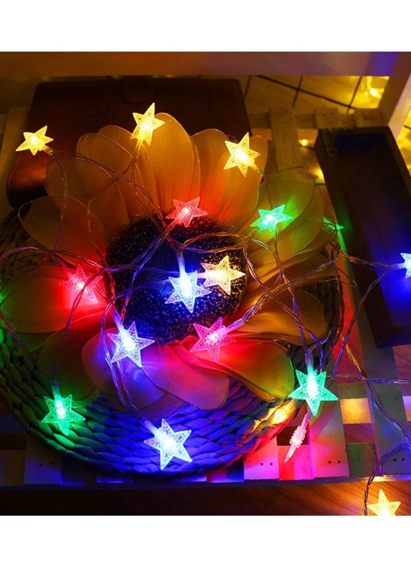 PAMEER 10ft 25 LEDs Multicolor Star Fairy String Lights  AA Battery Powered LED String Lights for Christmas EID Ramadan Diwali Wedding Birthday Party Home Decoration Waterproof with Steady Mode LED Strip  - Image 4