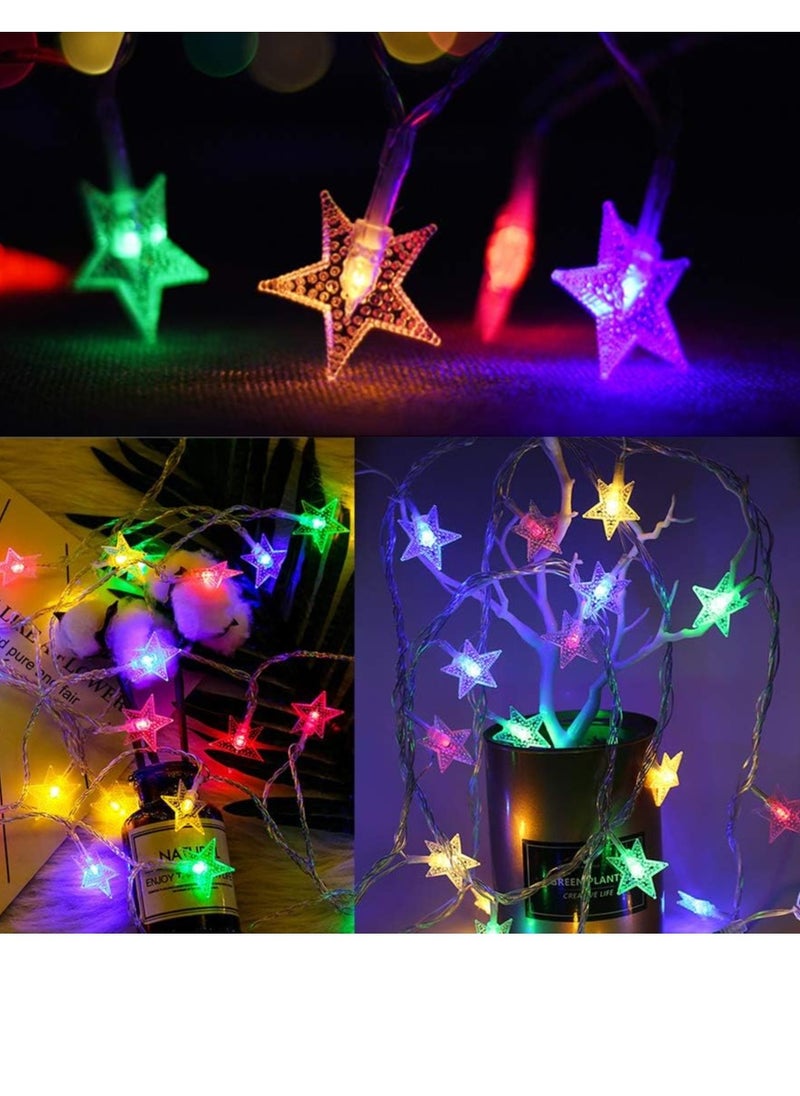 PAMEER 10ft 25 LEDs Multicolor Star Fairy String Lights  AA Battery Powered LED String Lights for Christmas EID Ramadan Diwali Wedding Birthday Party Home Decoration Waterproof with Steady Mode LED Strip  - Image 5