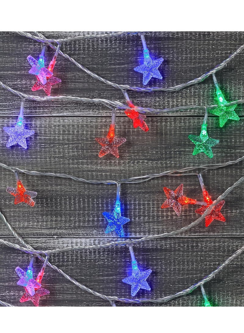 10ft 25 LEDs Multicolor Star Fairy String Lights  AA Battery Powered LED String Lights for Christmas EID Ramadan Diwali Wedding Birthday Party Home Decoration Waterproof with Steady Mode LED Strip