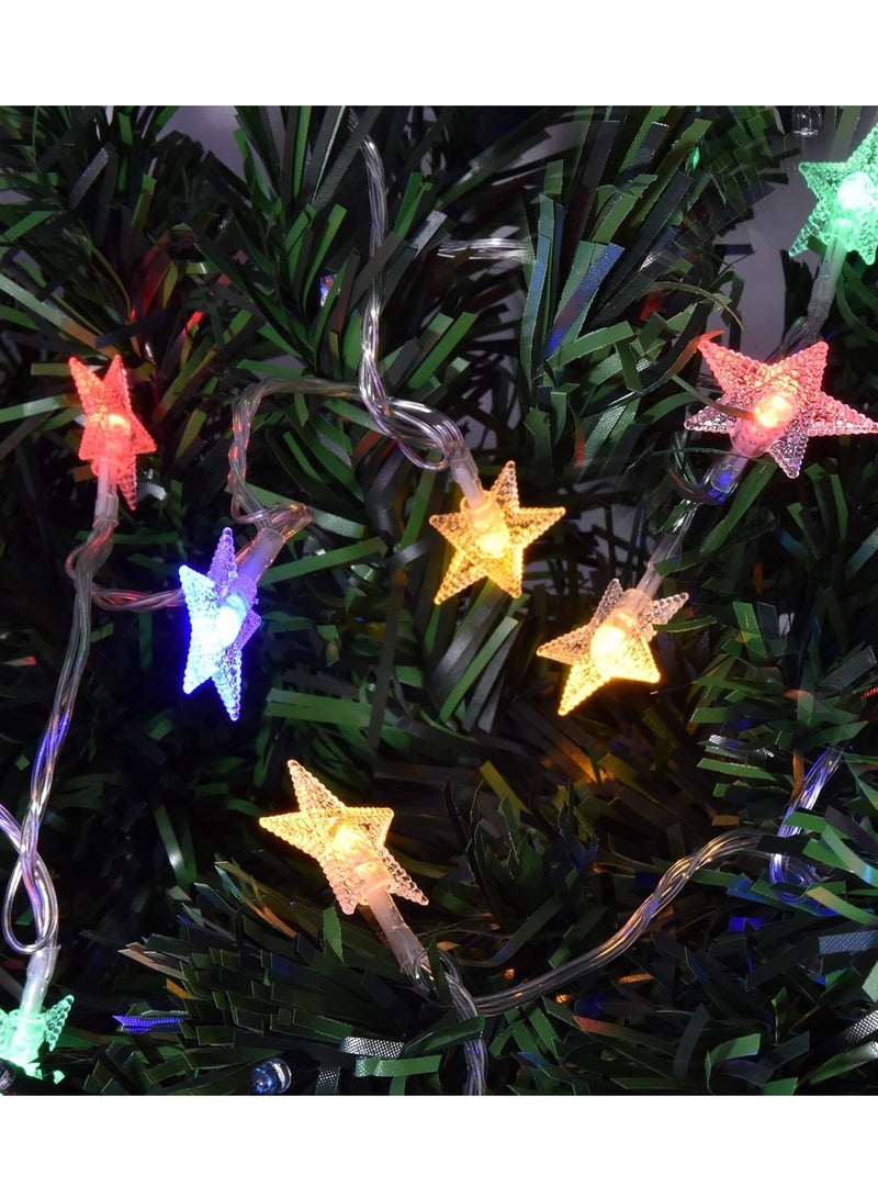 10ft 25 LEDs Multicolor Star Fairy String Lights  AA Battery Powered LED String Lights for Christmas EID Ramadan Diwali Wedding Birthday Party Home Decoration Waterproof with Steady Mode LED Strip