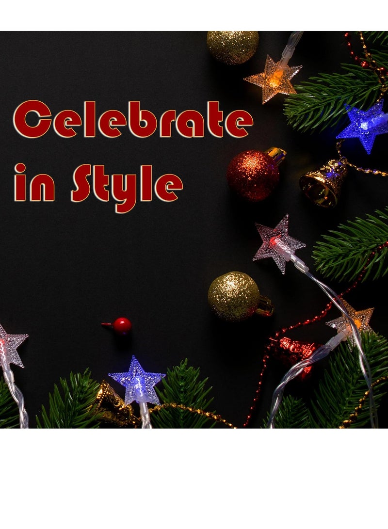 10ft 25 LEDs Multicolor Star Fairy String Lights  AA Battery Powered LED String Lights for Christmas EID Ramadan Diwali Wedding Birthday Party Home Decoration Waterproof with Steady Mode LED Strip