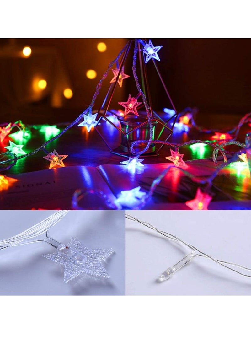 PAMEER 10ft 25 LEDs Multicolor Star Fairy String Lights  AA Battery Powered LED String Lights for Christmas EID Ramadan Diwali Wedding Birthday Party Home Decoration Waterproof with Steady Mode LED Strip  - Image 3
