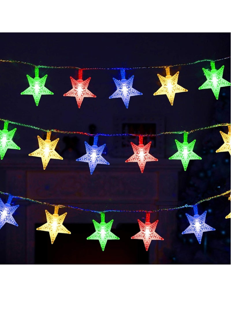 PAMEER 10ft 25 LEDs Multicolor Star Fairy String Lights  AA Battery Powered LED String Lights for Christmas EID Ramadan Diwali Wedding Birthday Party Home Decoration Waterproof with Steady Mode LED Strip  - Image 2