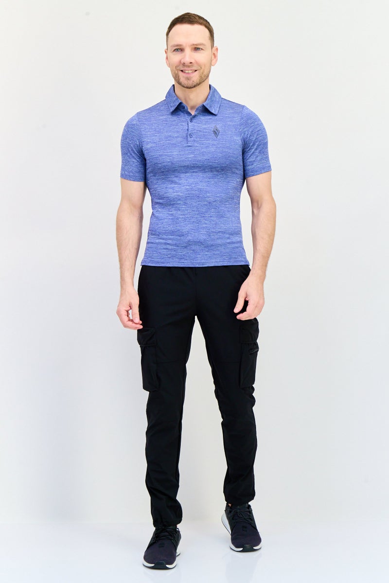 SKECHERS Men Sportswear Fit Short Sleeves Outdoor Polo Shirt, Heather Blue - Image 4