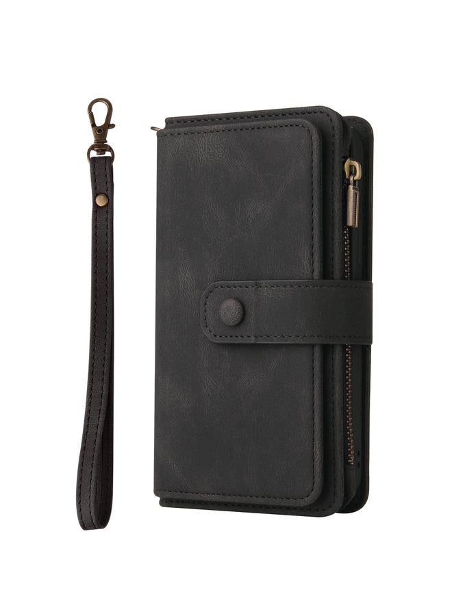 S-TOP Case For iPhone 16 Plus Skin Feel Multi Card Slots Zipper Wallet Leather Phone Case - Image 2