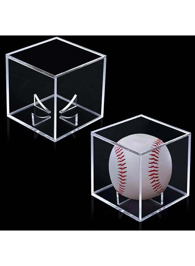 erorex Baseball Storage Case Square Baseball Display Case Practical Transparent Display Stand Acrylic Box For Tennis Ball Softball Ping Pong Ball 2 Pcs - Image 1