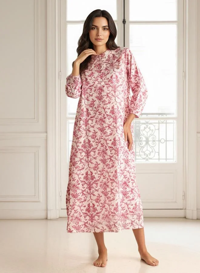 سبلاش فيڤ فستان نوم بأكمام طويلة قطن مطبوع