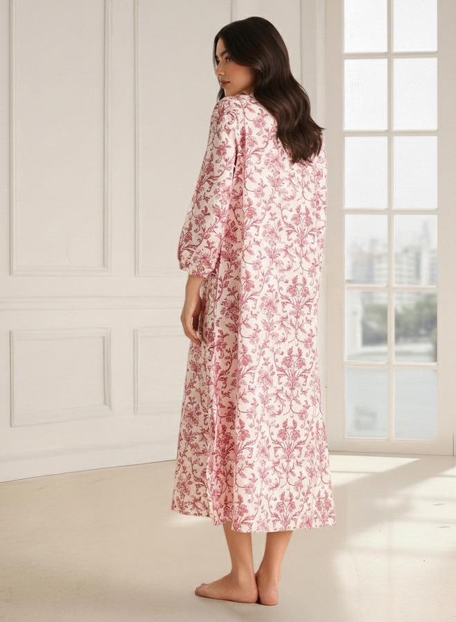 Splash FAV Night Dress Long Sleeves Printed Cotton - Image 2