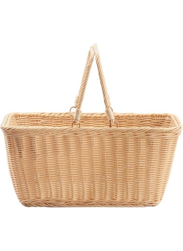 PEROTTI Synthetic Wicker Beige Rectangular Picnic Basket Without Lid 40X28X18CM  - Image 1