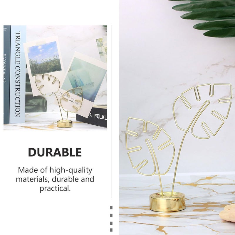 Golden Leaf Photo Clip Memo Holder Desk Organizer Note Card Display Clamp - Image 4