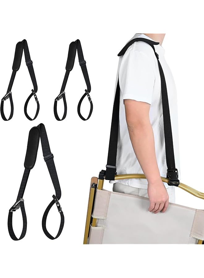Azonee 4 Pcs Carry Strap for Beach Chair Adjustable Beach Chair Backpack Straps Universal Folding Chair Shoulder Strap Replacement for Beach Camping Backpacking Picnics Scooter Foldable Bikes - Image 1