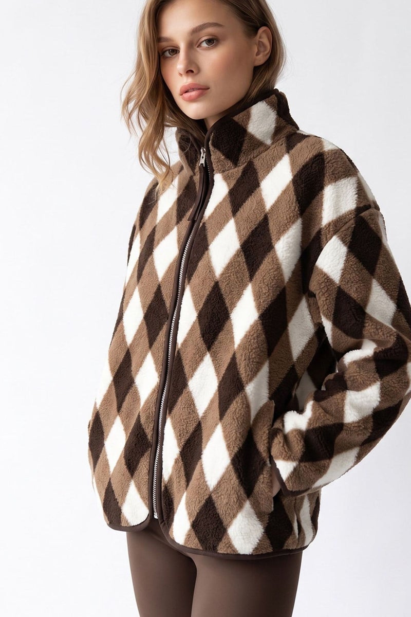 MIXRAY Women's Geometric Zipper Collar Sweatshirt - Image 5