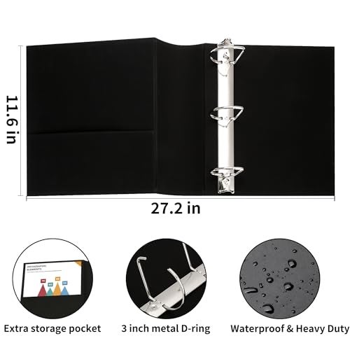 LETVPVOW Vintage Hardback 3 Ring Binder 3 Inch, Professional Leather Binder 3 Ring, Three Ring Binders Fits 8.5 x 11, D Ring Binders for Photo Album, Home, School and Office Supplies- Dark Green - Image 3