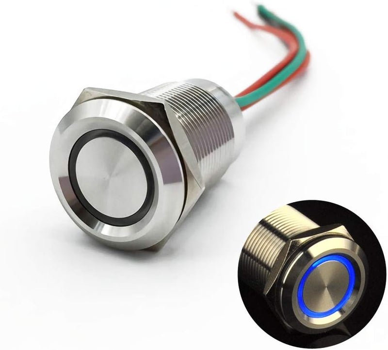 Ulincos مفتاح لمسة UT19T2 مفتاح تعتيم بدون خطوات DC 6V إلى 24V LED أزرق مناسب لفتحة تركيب 19 مم 3/4" (مخفي) - Image 1