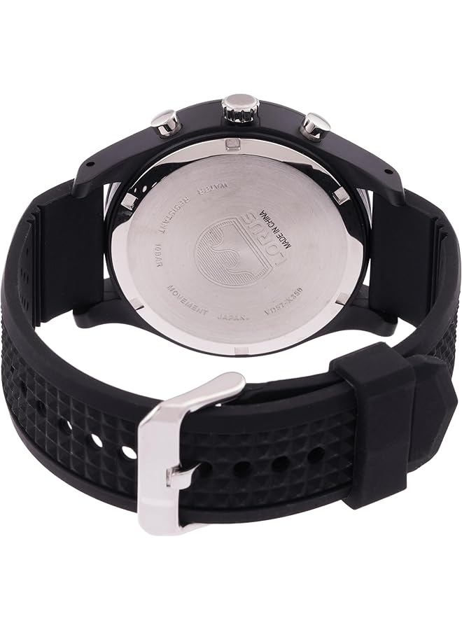 لوراس ساعة كرونوغراف كوارتز بمينا أشعة الشمس الحمراء الداكنة وسوار من السيليكون للرجال Rm391Gx9 - Image 2