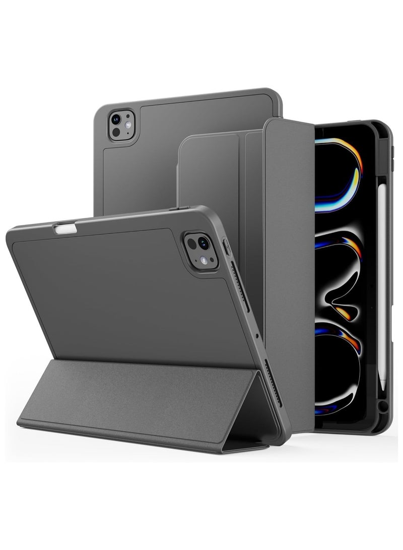 iPad Pro 11 Inch Case 2024(5th Gen), Trifold Stand Smart Cover Auto Wake with Pencil Holder Soft TPU Back for iPad Pro 11