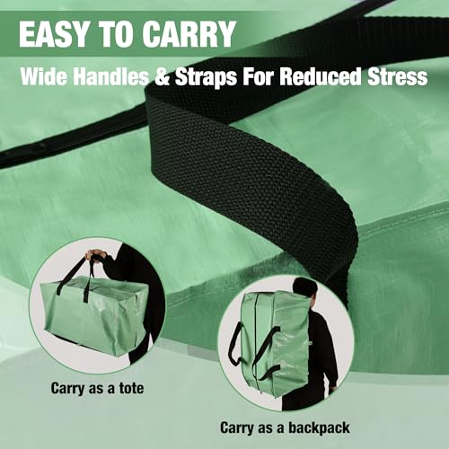 WORKPRO حقيبة نقل كبيرة من WORKPRO 6 عبوات مع سحابات ومقابض حمل وأحزمة ظهر، حقيبة تخزين قوية لتوفير المساحة والتخزين، بديل لصندوق النقل (أخضر) - Image 4