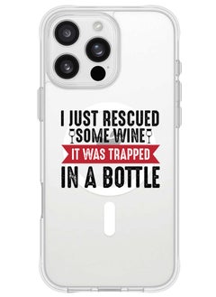 iPhone 16 Pro Max Magsafe Magnetic Case for iPhone Compatible with Wireless Charging, Shockproof Phone Bumper Cover - Wine trapped in bottle black