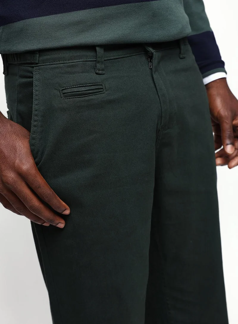 Dennis Lingo  Men's Olive Green Cotton Blend Full Chinos Straight Fit Trouser for Men | Best Price UAE