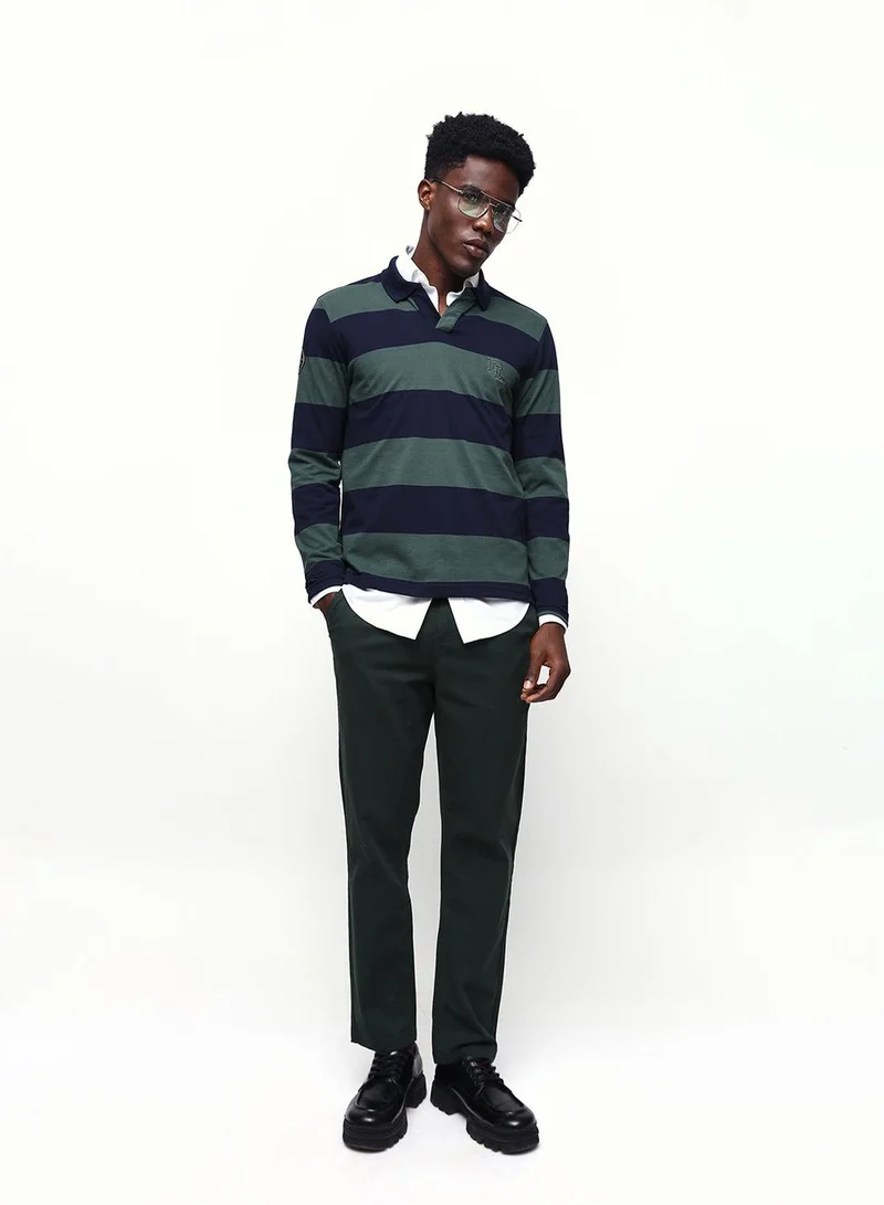 Dennis Lingo  Men's Olive Green Cotton Blend Full Chinos Straight Fit Trouser for Men | Best Price UAE