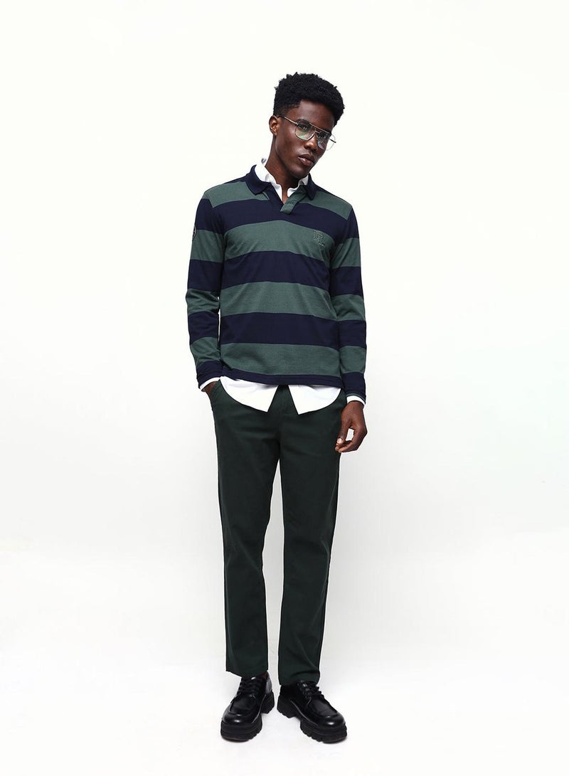 Dennis Lingo Men's Olive Green Cotton Blend Full Chinos Straight Fit Trouser - Image 5