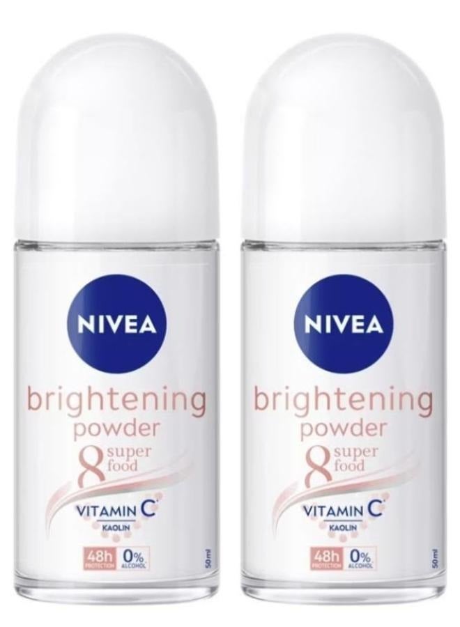 Nivea 2 Pcs Nivea  Brightening Powder Super Food Vitamin C ,Roll-on Deodorant ,50Ml - Image 1
