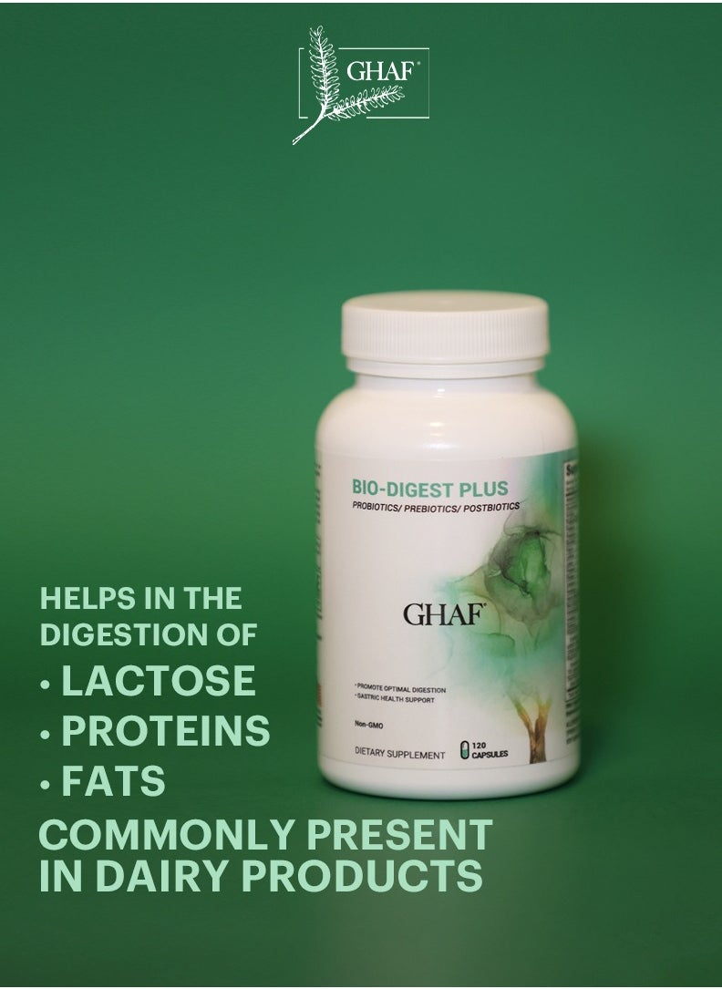 GHAF - Bio-Digest Plus Digestive Enzymes - Probiotic Multi Enzyme with Probiotics, Prebiotics and Postbiotics for Bloating Relief for Women and Men - 120 Capsules - Image 1