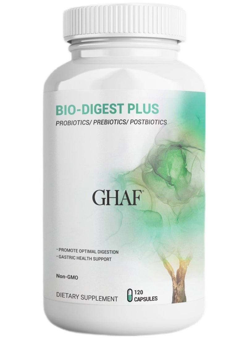GHAF - Bio-Digest Plus Digestive Enzymes - Probiotic Multi Enzyme with Probiotics, Prebiotics and Postbiotics for Bloating Relief for Women and Men - 120 Capsules - Image 1