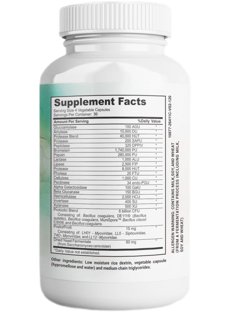 GHAF - Bio-Digest Plus Digestive Enzymes - Probiotic Multi Enzyme with Probiotics, Prebiotics and Postbiotics for Bloating Relief for Women and Men - 120 Capsules - Image 1