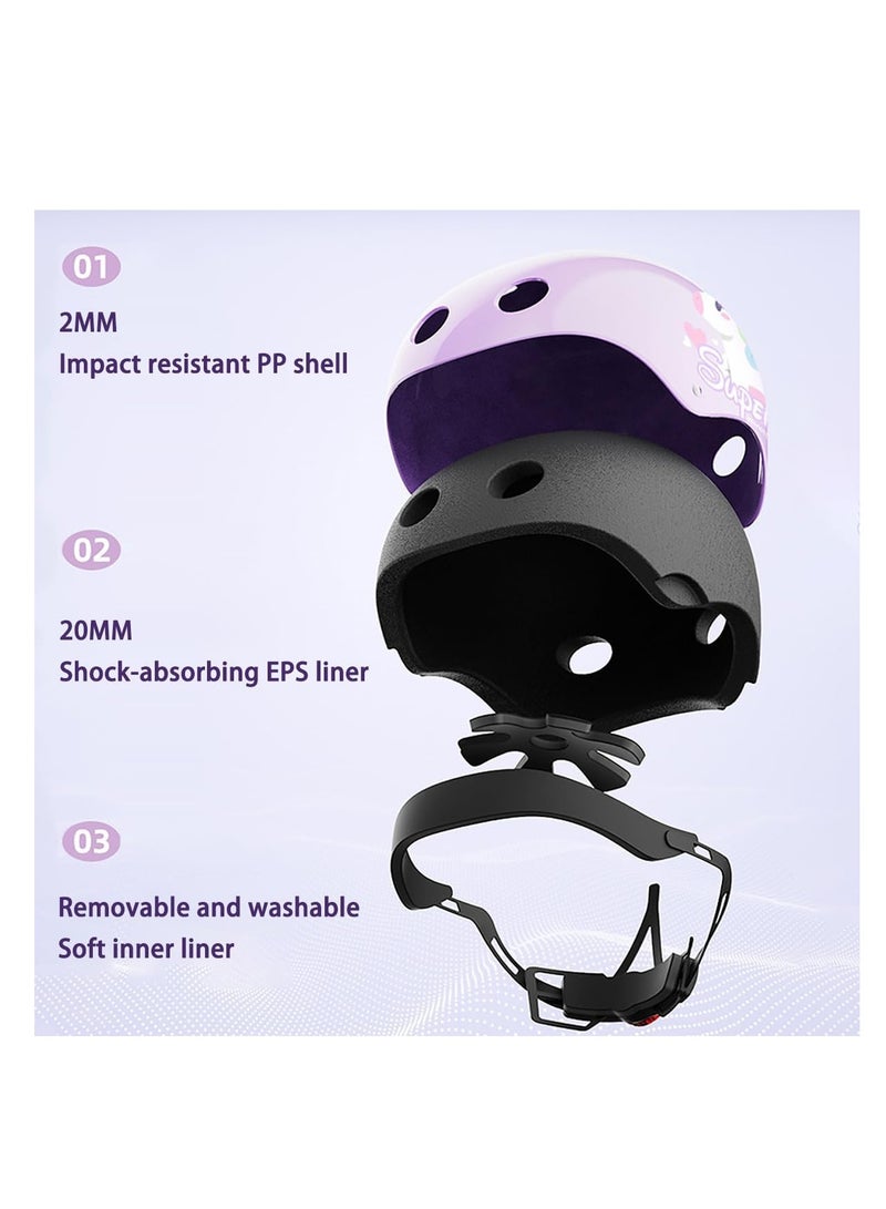Generic Kids Helmet And Pad Set 7 In 1 Adjustable Safety Toddler Helmet Kids Bike Helmet Protective Gear Set For Scooter Skateboard Roller Skating Cycling 2 to 14 Years - Image 3