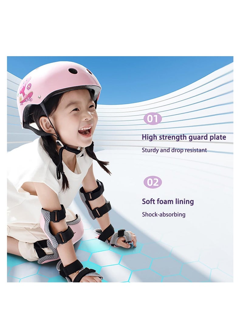 Generic Kids Helmet And Pad Set 7 In 1 Adjustable Safety Toddler Helmet Kids Bike Helmet Protective Gear Set For Scooter Skateboard Roller Skating Cycling 2 to 14 Years - Image 5