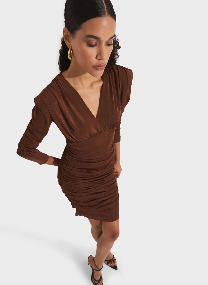 JUNE Ruched Velvet Dress