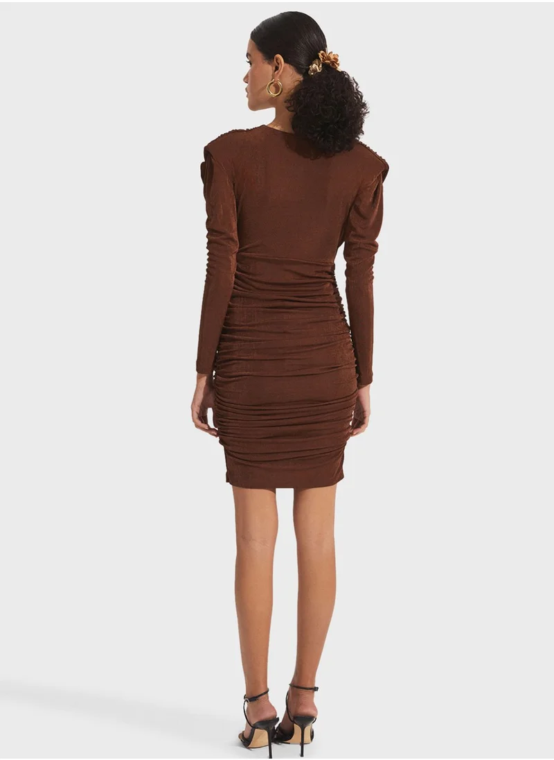 JUNE V-Neck Ruched Detail Dress