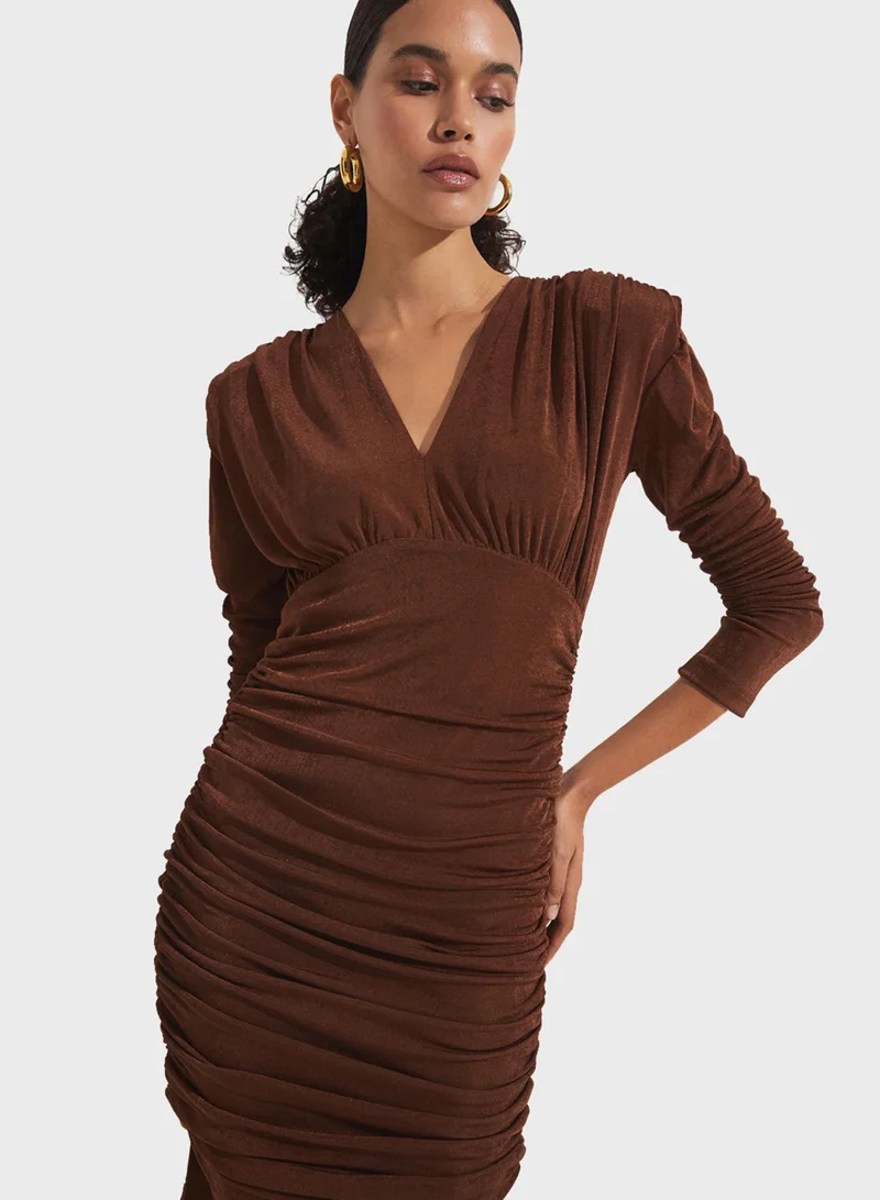JUNE Ruched Velvet Dress