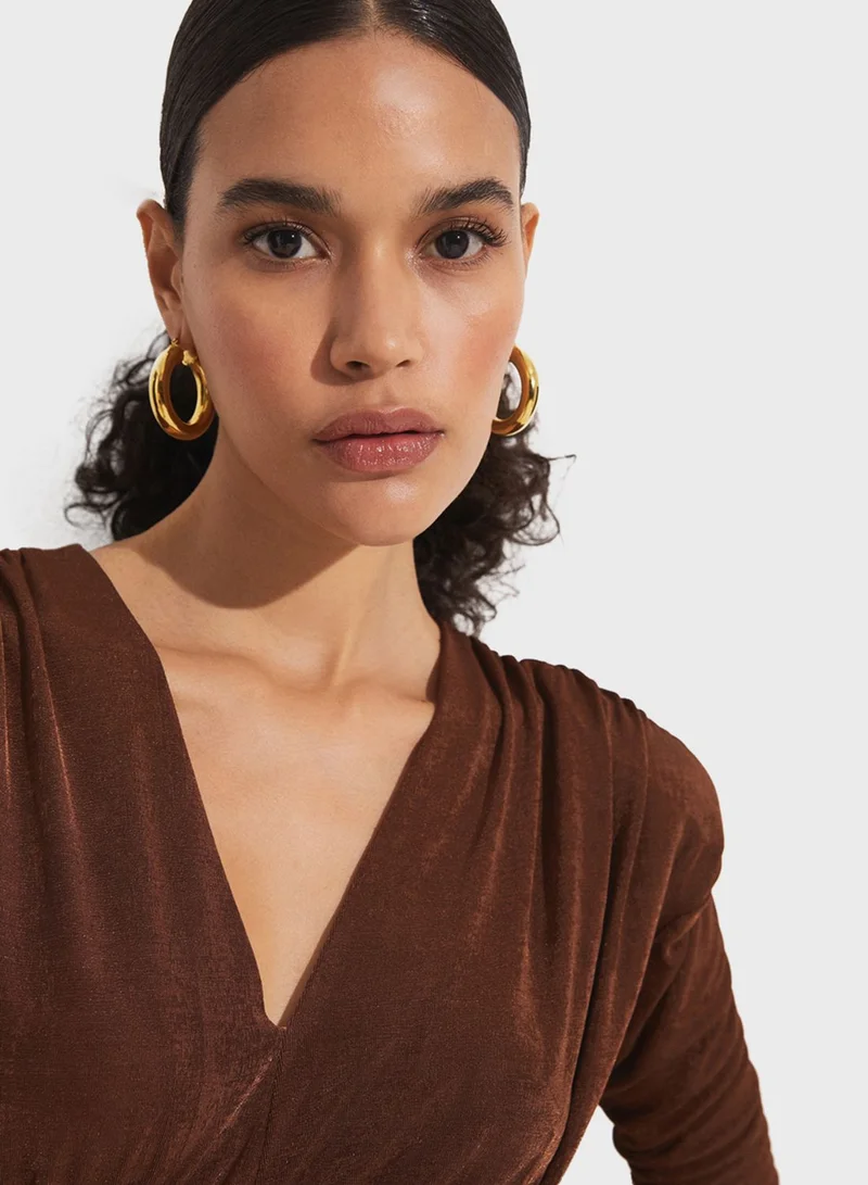 JUNE Ruched Velvet Dress