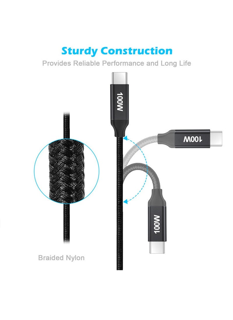 Luttec 100W USB Type C Cable Nylon Braided USB C to USB C 2.0 Cable (C to C) Compatible For iPhone 16 15 Pro Max iPad Pro Air mini 6 MacBook Pro Air Galaxy S24 S23 Ultra Z Fold Xiaomi Honor OPPO OnePlus1M Black  - Image 2