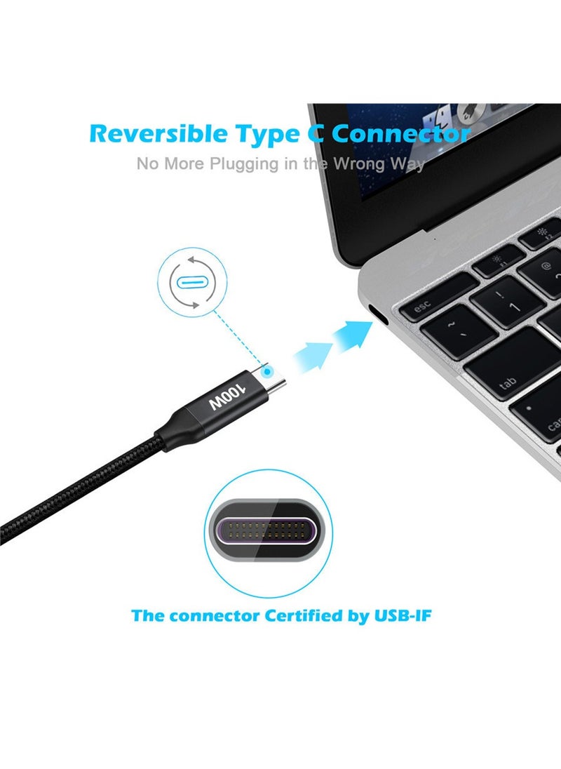 Luttec 100W USB Type C Cable Nylon Braided USB C to USB C 2.0 Cable (C to C) Compatible For iPhone 16 15 Pro Max iPad Pro Air mini 6 MacBook Pro Air Galaxy S24 S23 Ultra Z Fold Xiaomi Honor OPPO OnePlus1M Black  - Image 3
