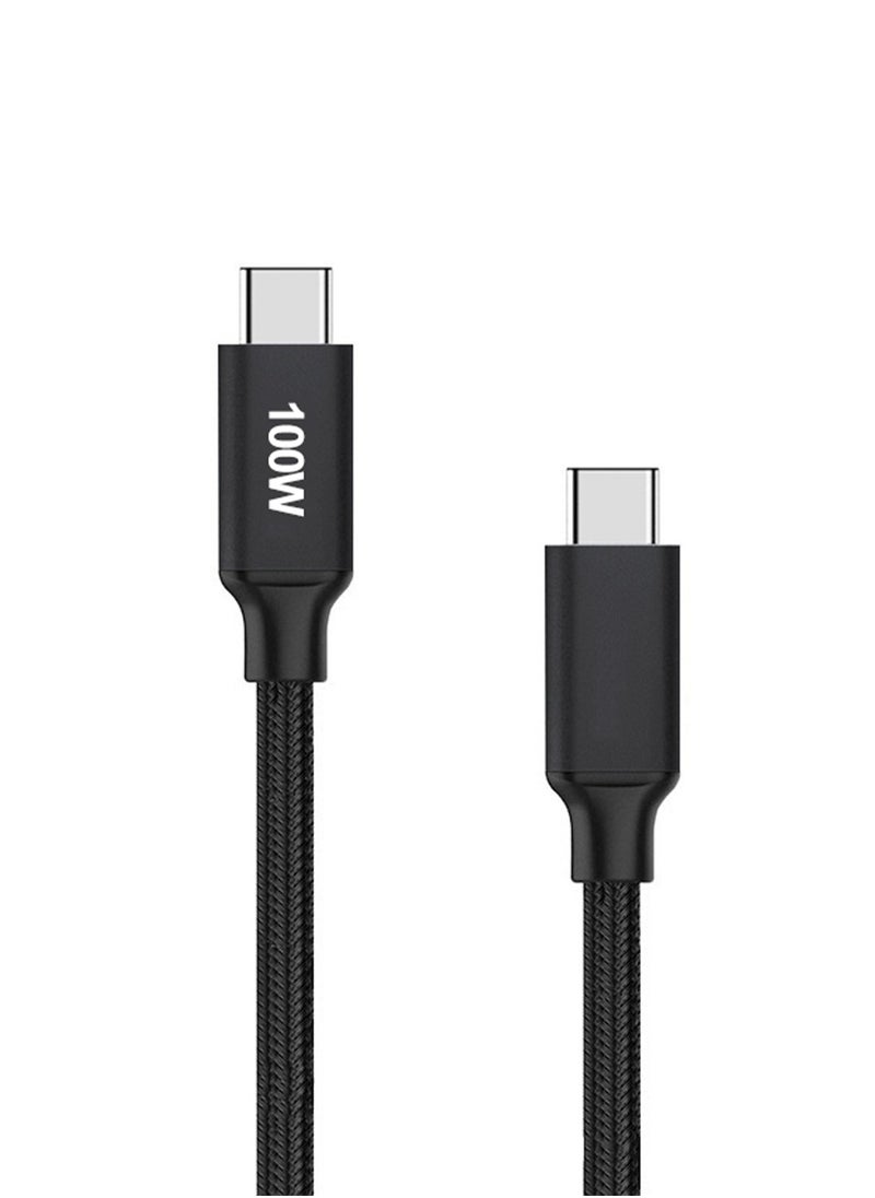 Luttec - 100W USB Type C Cable Nylon Braided USB C to USB C 2.0 Cable (C to C) Compatible For iPhone 16 15 Pro Max iPad Pro Air mini 6 MacBook Pro Air Galaxy S24 S23 Ultra Z Fold Xiaomi Honor OPPO OnePlus1M Black - Image 1