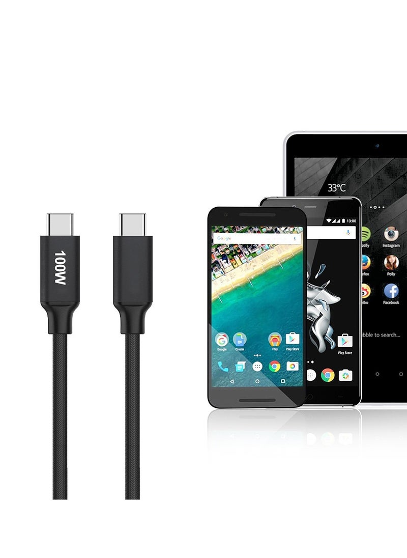 Luttec 100W USB Type C Cable Nylon Braided USB C to USB C 2.0 Cable (C to C) Compatible For iPhone 16 15 Pro Max iPad Pro Air mini 6 MacBook Pro Air Galaxy S24 S23 Ultra Z Fold Xiaomi Honor OPPO OnePlus1M Black  - Image 4