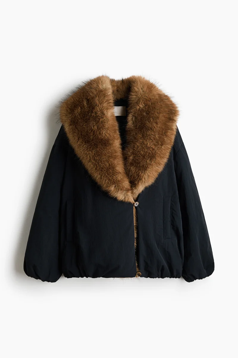 H&M  Padded fluffy-collar jacket for Women | Best Price UAE